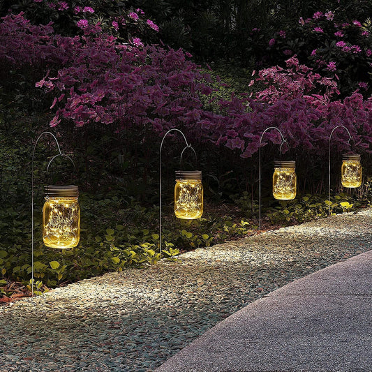 GIGALUMI Hanging Mason Jar Solar Lights,