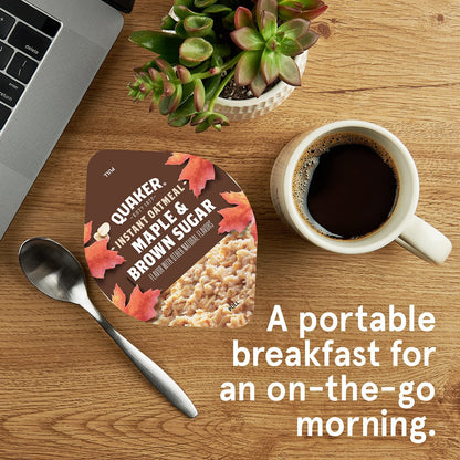 Quaker Instant Oatmeal Express Cups, Maple & Brown Sugar, 1.69 Ounce (Pack of 12)