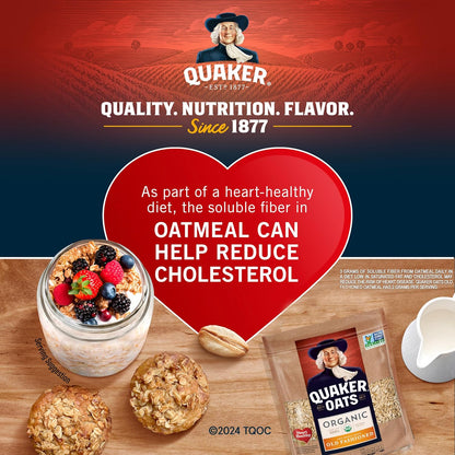 Quaker Old Fashioned Rolled Oats, USDA Organic, Non GMO Project Verified,