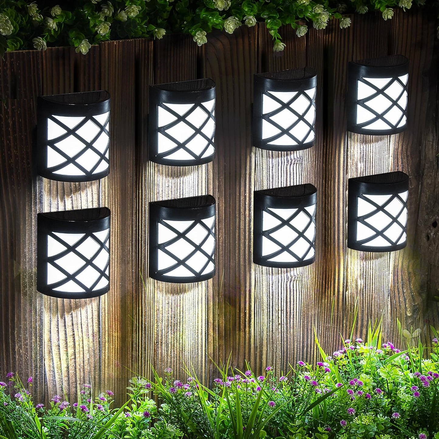 GIGALUMI 8 Pack Cold White Solar Fence Lights
