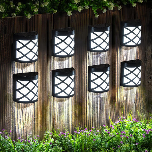 GIGALUMI 8 Pack Cold White Solar Fence Lights