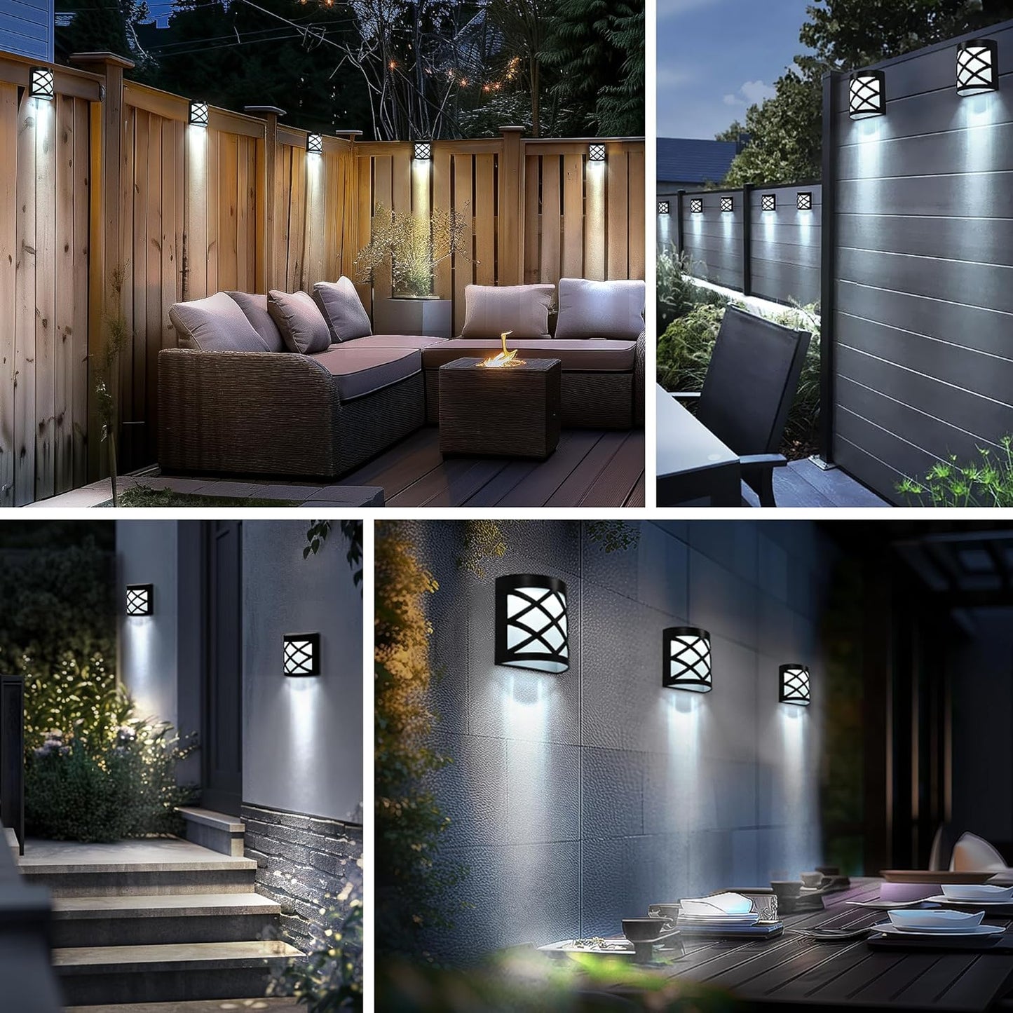 GIGALUMI 8 Pack Cold White Solar Fence Lights