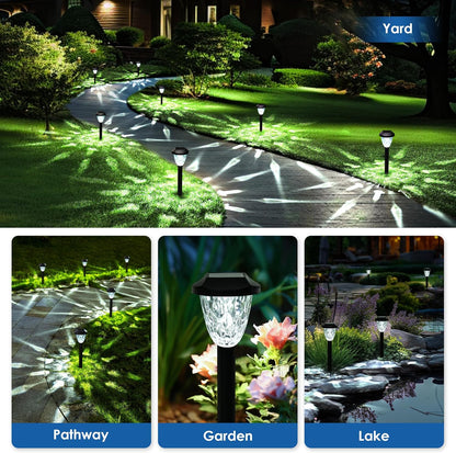 GIGALUMI 8 Pack Solar Lights Outdoor, Solar Pathway Lights with Great Pattern
