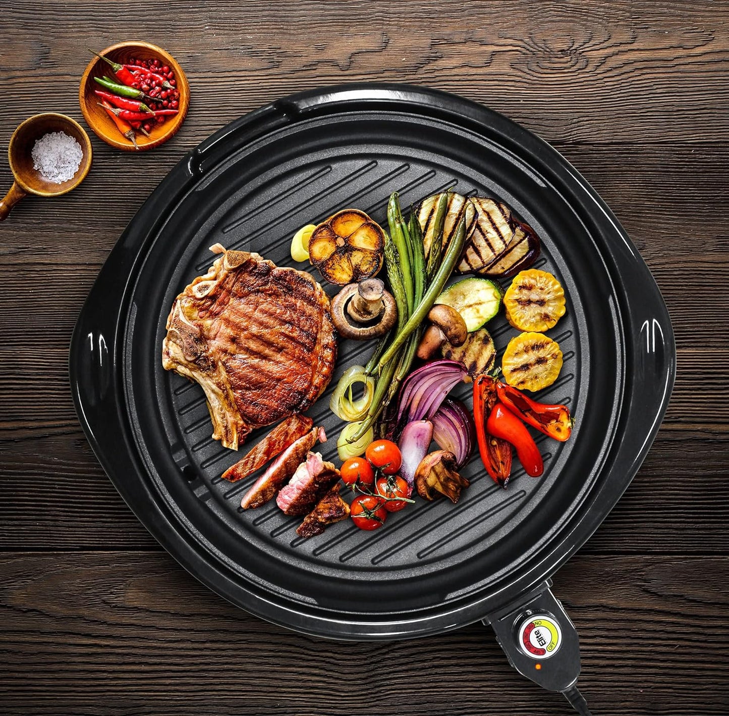 Elite Gourmet EMG-980B Smokeless Electric Tabletop Grill Nonstick