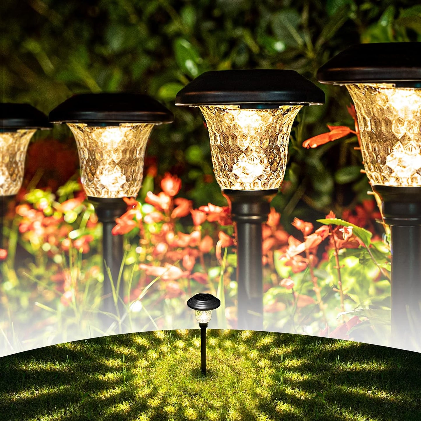 GIGALUMI 8 Pack Solar Pathway Lights, Solar Garden Lights Outdoor Warm White